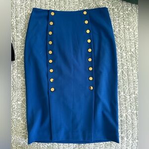 Elegant CK Blue Skirt with Gold Accents
